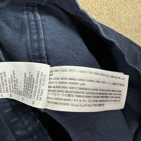 Abercrombie & Fitch Jacket Mens Size Large Navy Button Front with Hood Military - Picture 10 of 10